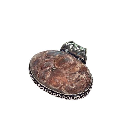Natural Mexican Bird's Eye Jasper Gemstone in a Handcrafted 925 Silver Pendant - Picture 3 of 7